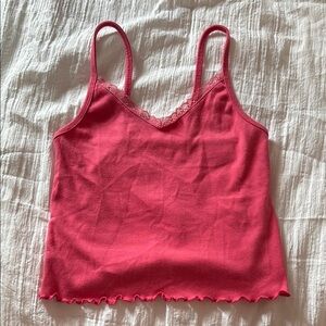 Pink Lace Trim Cami Top